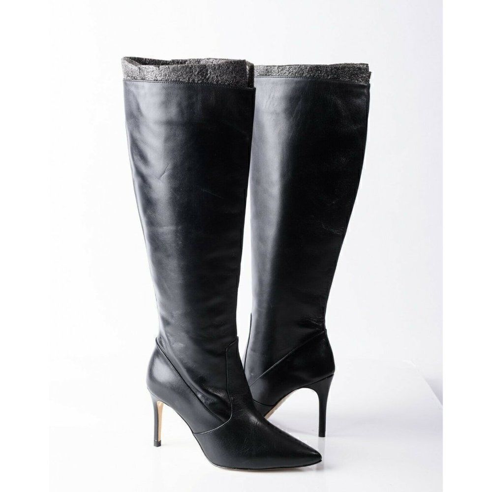 L'Agence Womens Lena Black Leather Tall Boots Sz 36 US 6 Stiletto New No Box